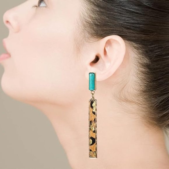 Zara Leopard Dangle Earrings - Picture 2 of 4